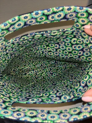 Vera Bradley Blue Rhapsody Cotton Tote Paisley Floral Design Handle And Strap thumbnail 7
