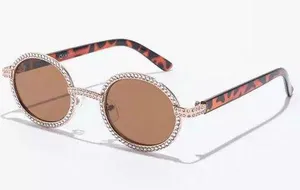 Zumiez Empyre Bling Brown Round Oval Sunglasses Bedazzled Jewels Summer Party thumbnail 4