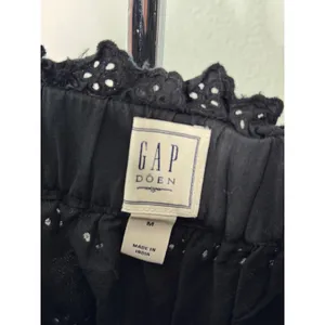 GAP x DOEN Midi Dress Black Cotton Eyelet Tiered Button Front Smocked Waist M thumbnail 5