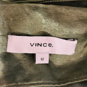 Vince new with tags faux sarong twist front in satin olive green back slit. 12 thumbnail 6