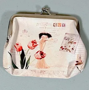 Light Pink Pastel Fashion Tulips Flowers Floral Coin Purse Pouch Bag Wallet Cardholder 🌷✨ thumbnail 2