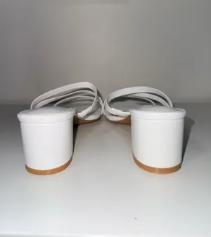Shoe’N Tale White Strappy Chunky Block Sandals Heels Bridal Wedding New thumbnail 6
