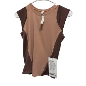 Lululemon Cap Sleeve Hiking Tank Pecan Tan Dark‎ Oxide LW1DSGS Size 2 thumbnail 3