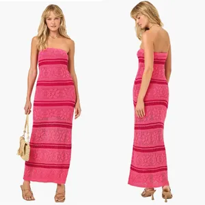 L*SPACE Rosalia Pink Crochet Strapless Maxi Dress S NWT thumbnail 2