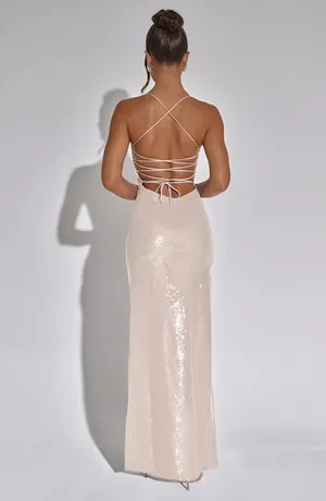 Babyboo Beige Sequin Prom Dress thumbnail 2