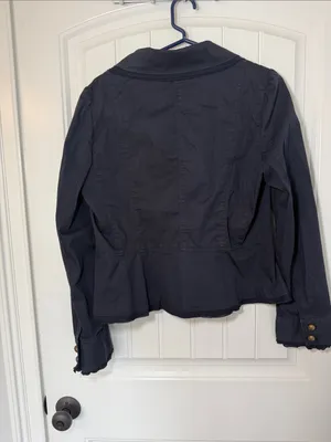 LOFT Navy Double-Breasted Military-Style Jacket Size 14 thumbnail 2