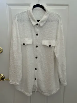 SheIn Cozy White Button-Up Shacket thumbnail 1