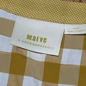 Maeve Mustard Gingham Peplum Blouse Women’s L 3/4 Sleeve Tunic thumbnail 4