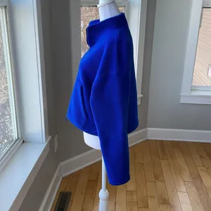 American Eagle Cobalt Blue Quarter Zip Cropped Sherpa Fleece Sweatshirt Sz XS thumbnail 2
