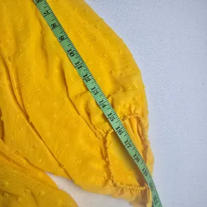 Anthropologie NWT 36R Haida Peasant Top Ruffled Swiss‎ Dot Blouse Mango Yellow M thumbnail 11