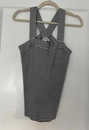 Loft Black and White Stripe Sweater Tank Medium thumbnail 4