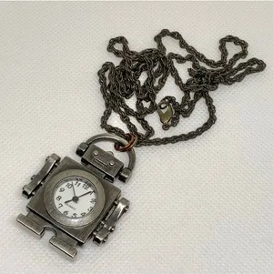 JinXin Robot pendant pocket watch necklace toned 32mm quartz analog running thumbnail 1
