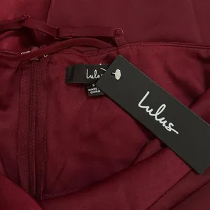 Lulus Moments of Beauty Plum Purple Satin Cowl Neck Tulip Maxi Dress size S NWT thumbnail 3