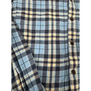 American Eagle Oversized Grunge Plaid Flannel Shirt Women's Large Blue‎ thumbnail 4