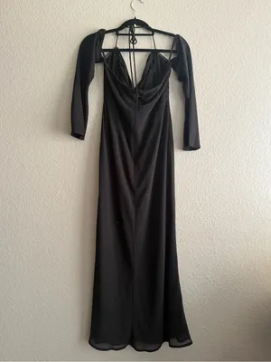 Runaway The Label Black Halter Mesh Sleeve Maxi Dress US Size 10 Gothic Formal thumbnail 5
