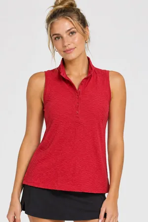CALIA Women's Golf Ribbed Sleeveless Polo thumbnail 1