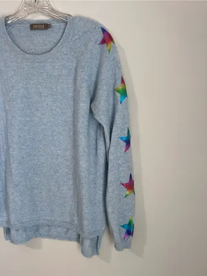 Brodie‎ 100% Cashmere Star Rainbow Sweater Size Medium Crewneck thumbnail 2