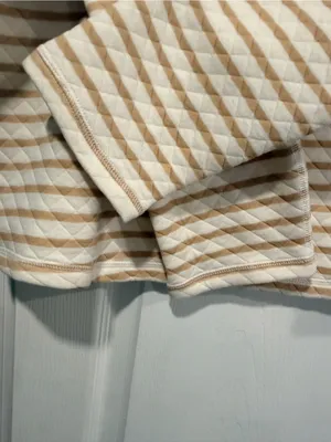 NWOT J. Crew Size S Tan Cream Reversible Quilted Striped Crew Sweatshirt thumbnail 6