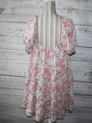 By Together Boho Floral Mini Dress Baby Doll Square Neck Short Sleeve Small thumbnail 5
