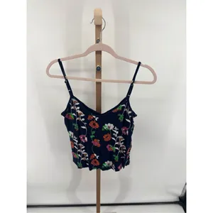 Anthropologie Kellen Floral Embroidered Cami Tank Navy Spaghetti Strap Top XS thumbnail 7