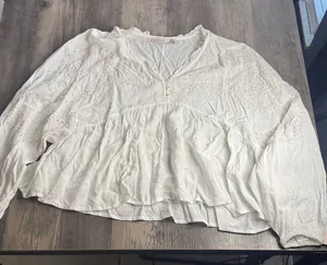 Black Tape 90’s White Eyelet Blouse Size L thumbnail 1