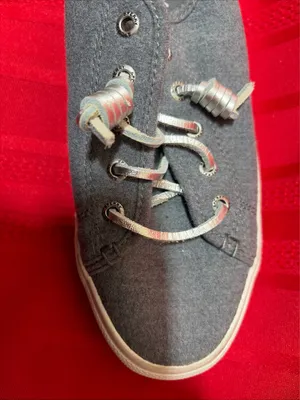 Sperry Top Sider Gray Sneakers With Silver Leather Lace Sz 7M thumbnail 6