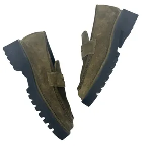 275 Central Penny Loafers Flats Suede‎ Olive Green Brown Size 37.5 US 7.5 thumbnail 2