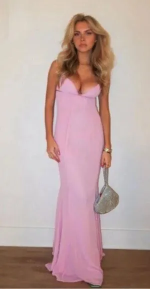 HOUSE OF CB Loren Georgette Mermaid Gown in Pink Size Medium thumbnail 4