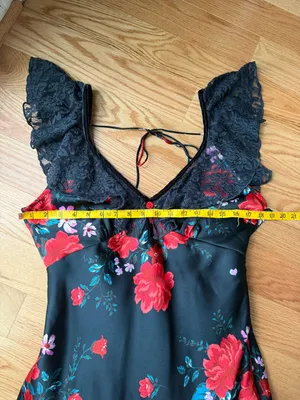Free People Warm Hearts Black Floral Lace Midi Dress M thumbnail 6