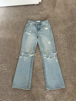 Light Wash Flare Ripped Jeans Blue Size 24 thumbnail 4