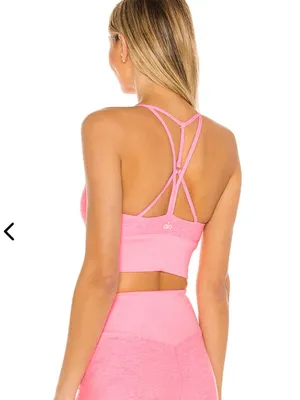ALO YOGA Alosoft Lavish Sports Bra Macaron Pink Heather Size Small thumbnail 2