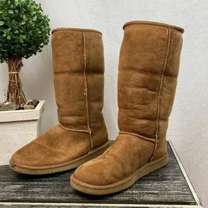 Ugg Tan Traditional Classic Fleece Lined Boots 9 9W thumbnail 1