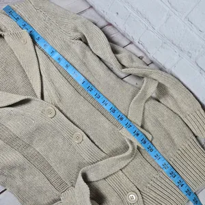 Banana Republic Womens Small Beige Organic‎ Cotton Belted Button Knit Cardigan thumbnail 9