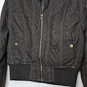 Clique crop cropped moto motorcycle quilted bomber style black jacket sz Medium thumbnail 2