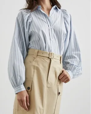 Rails Livy Shirt - Hampton Stripe Blue & White Pinstriped Button Down Shirt thumbnail 2