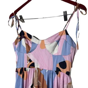 Hutch Arielle Maxi Spaghetti Strap Dress in Peri Floral Geo pink blue sz 8 thumbnail 5