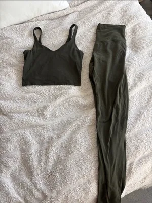 Lululemon olive green align set top size 2 leggings size 6 thumbnail 3