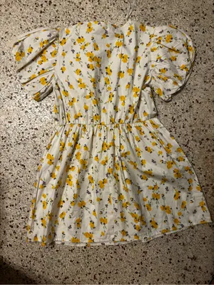 Sim & Sam White Floral Tie-Front Mini Dress with Puff Sleeves med thumbnail 4