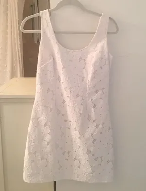 Lilly Pulitzer white eyelet floral shift dress thumbnail 1