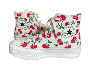 Converse All Star Lift Platform High Top Sneaker Cherry Print Womens 6.5 thumbnail 1