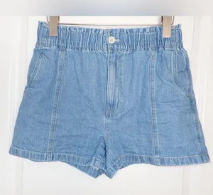 Madewell Denim Pul-On Paperbag Shorts in Bunten Wash size 26 thumbnail 1