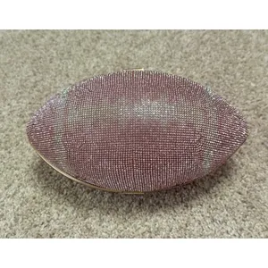 Pink Rhinestone Crystal Football Evening Clutch Gold Chain Shoulder Bag NWT thumbnail 5