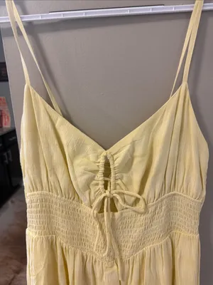 Hippie Rose Butter Yellow Smocked Tiered Midi Dress – Size Medium – NWT thumbnail 4