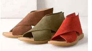 Born Iwa Red Aragosta Suede Leather Distressed Crossover Burnt Orange Sandals 6 thumbnail 3