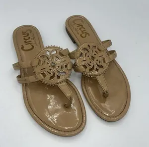 Circus by Sam Edelman Women's Canyon Flat Sandal Patent Leather Size 9 M Beige thumbnail 1