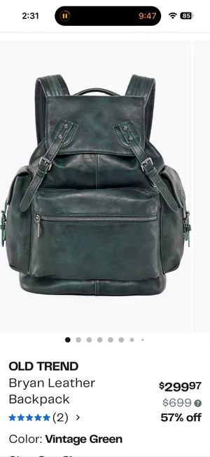 Old Trend Bryan Leather Backpack Green thumbnail 5