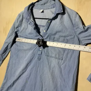 Old Navy Women's Chambray Shirt Dress Size L Blue Denim Look Long Sleeve thumbnail 5
