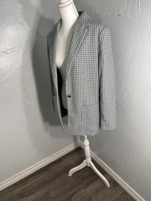 a new day Plaid Single-Button Blazer in Blue and Black. thumbnail 5
