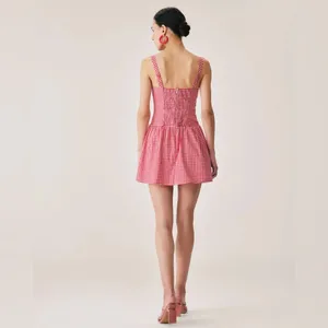 Rihoas Red Plaid Sweetheart Neck Slip Mini Dress thumbnail 2