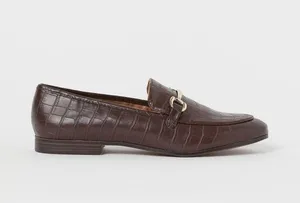H&M Brown Crocodile Embossed Loafers thumbnail 2